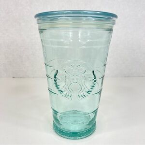 Starbucks Recycled Glass 16 oz Cold Cup Tumbler Embossed Spain No Straw